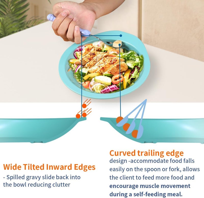 Ehucon Adaptive Melamine Bowl for Tremors,Elderly,Parkinsons to Self-Feeding,Non-slip and Weighted Dinnerware(Bowl) - Image 2